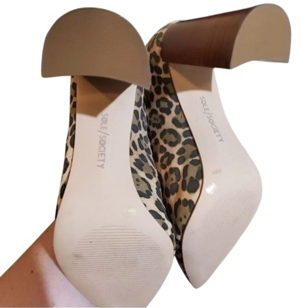SOLE society leopard print‎ block heel chunky bohemian bootie boots size 10 New